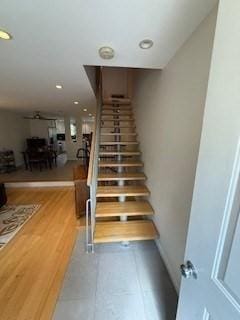100 E 6th St Unit 2, Dracut, MA 01826 - stairs featuring recessed lighting and wood finished floors