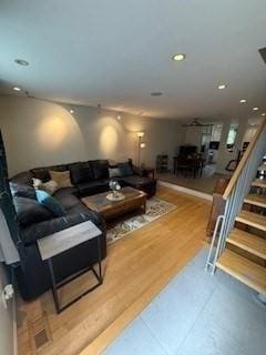 100 E 6th St Unit 2, Dracut, MA 01826 - living area featuring stairway, recessed lighting, and wood finished floors