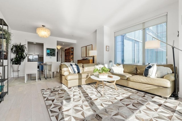 living room featuring light hardwood / wood-style flooring