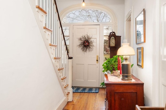 entrance foyer with light hardwood / wood-style flooring