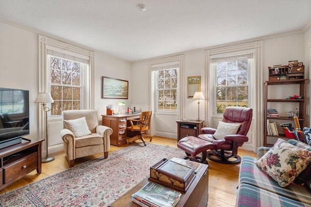 sitting room featuring light wood-type flooring