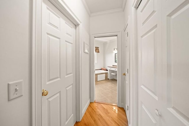 75 Country Way Unit 75, Dartmouth, MA 02748 - hallway featuring ornamental molding and light wood-style flooring