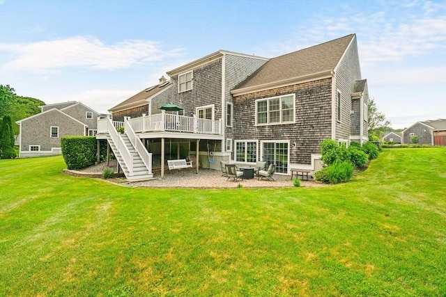 75 Country Way Unit 75, Dartmouth, MA 02748 - rear view of property featuring a deck, stairs, a yard, and a patio