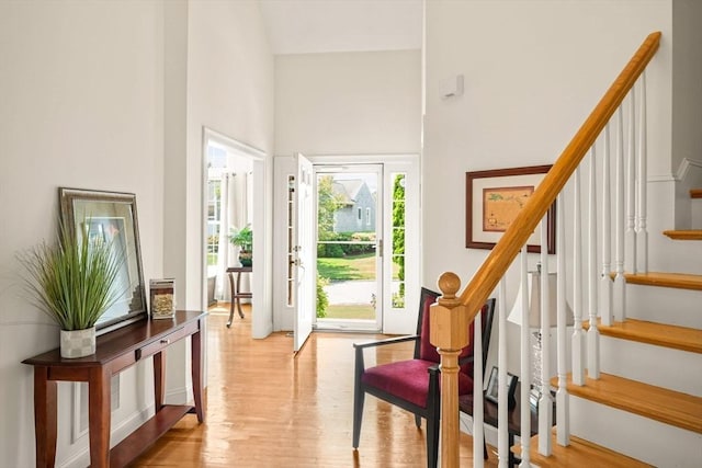 75 Country Way Unit 75, Dartmouth, MA 02748 - foyer featuring stairs, a high ceiling, and light wood-type flooring