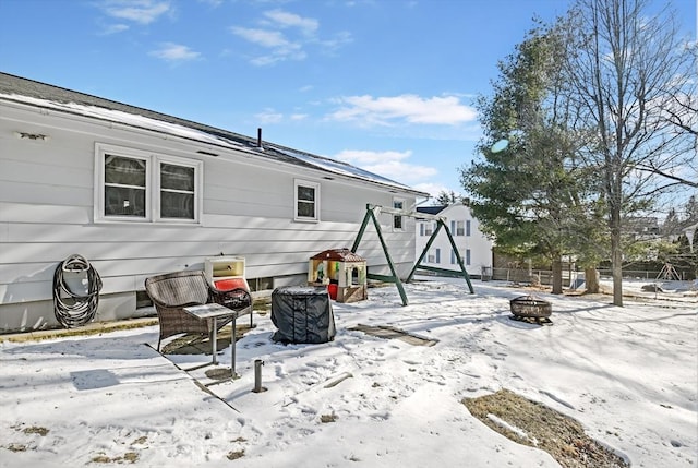 exterior space featuring a fire pit