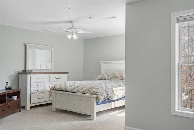 216 Reservoir St Unit 304, Holden, MA 01520 - bedroom with visible vents, a ceiling fan, and light carpet