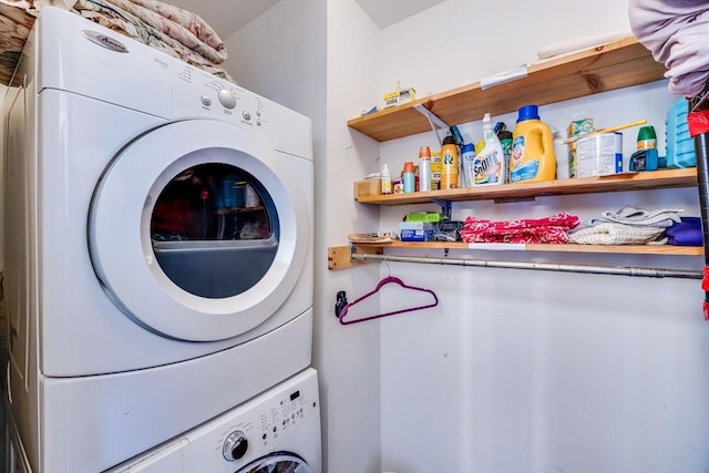 50 Higgins Ln, Wellfleet, MA 02667 - laundry area with stacked washer / drying machine