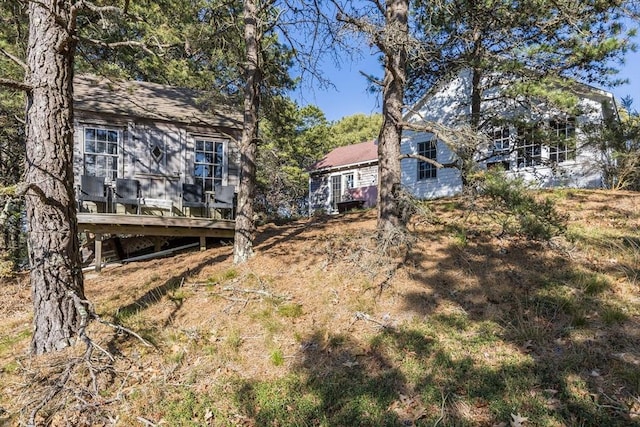 50 Higgins Ln, Wellfleet, MA 02667 - view of yard with a wooden deck