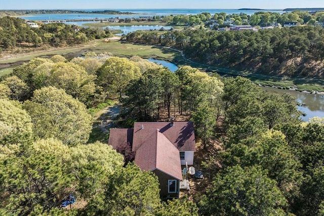 50 Higgins Ln, Wellfleet, MA 02667 - bird's eye view of a nearby body of water and a heavily wooded area