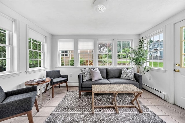 209 Brookside Rd, Needham, MA 02492 - sunroom / solarium featuring a baseboard heating unit and tile patterned floors