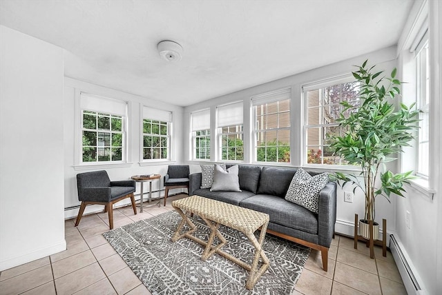 209 Brookside Rd, Needham, MA 02492 - sunroom with baseboard heating and tile patterned flooring