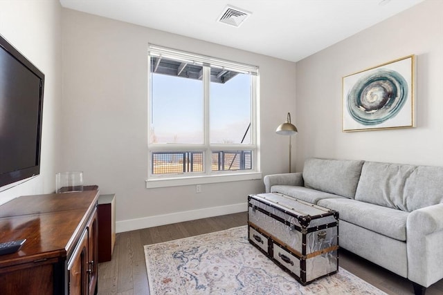 living room with hardwood / wood-style flooring