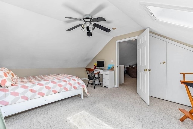 129 Vernon St Unit B, Norwood, MA 02062 - carpeted bedroom featuring vaulted ceiling and ceiling fan