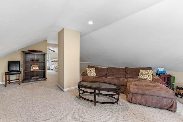129 Vernon St Unit B, Norwood, MA 02062 - living room with vaulted ceiling, baseboards, and carpet floors