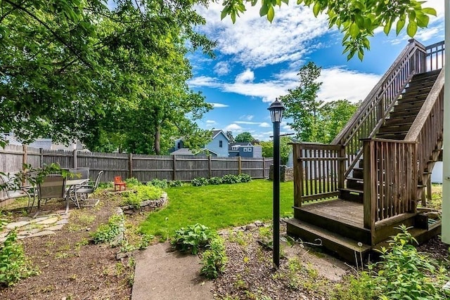 129 Vernon St Unit B, Norwood, MA 02062 - view of yard featuring stairs and a wooden deck
