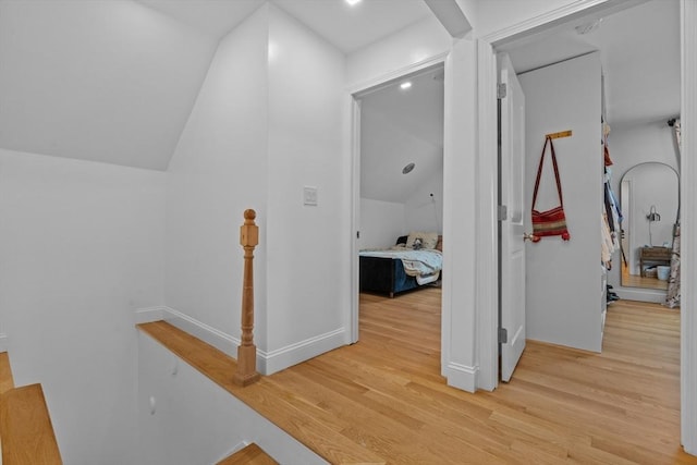 100 Ashland St, Lynn, MA 01905 - corridor with light wood-style floors and vaulted ceiling