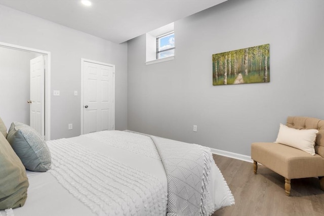 bedroom with hardwood / wood-style flooring