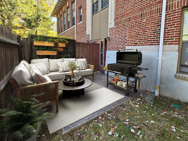 view of patio / terrace featuring an outdoor living space