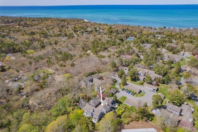 aerial view with a water view and a residential view