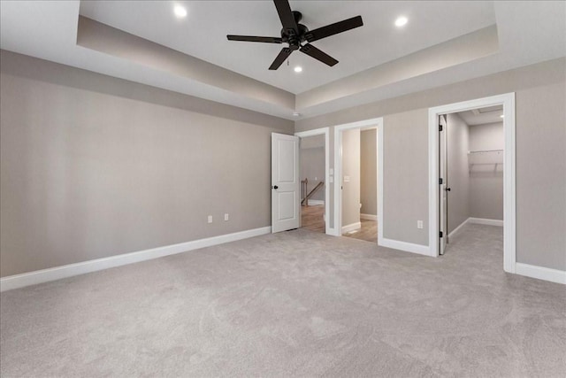 6 Nicols Way Unit 6, Easthampton, MA 01027 - unfurnished bedroom featuring carpet floors, recessed lighting, a raised ceiling, a walk in closet, and ceiling fan