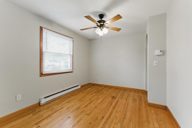 215 Pine Acre Rd, Springfield, MA 01129 - unfurnished room with a baseboard heating unit, light wood-type flooring, a ceiling fan, and baseboards
