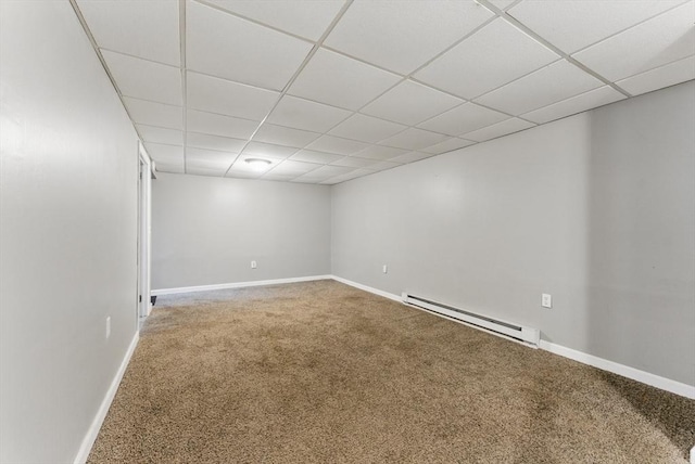215 Pine Acre Rd, Springfield, MA 01129 - carpeted spare room with baseboard heating, a paneled ceiling, and baseboards
