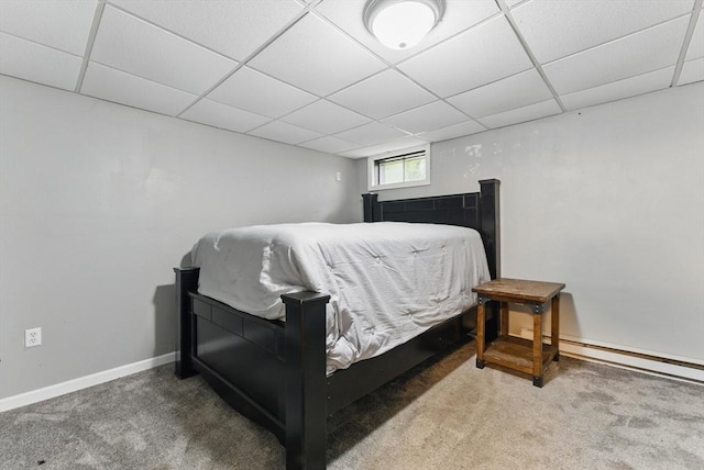 215 Pine Acre Rd, Springfield, MA 01129 - carpeted bedroom featuring a drop ceiling, baseboards, and baseboard heating