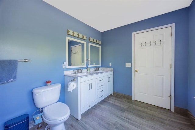 68 Ice Pond Dr, Northampton, MA 01062 - bathroom with wood finished floors, double vanity, and toilet