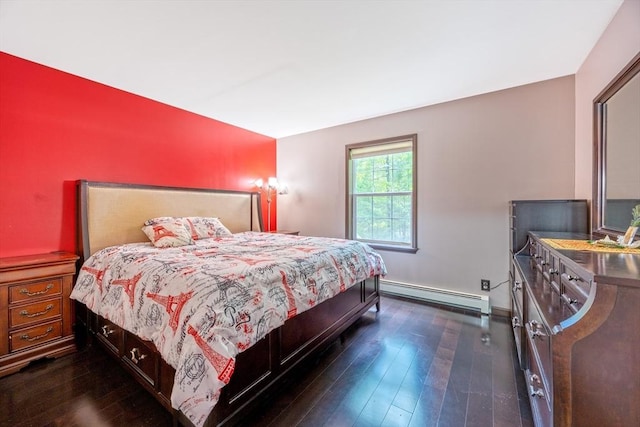 68 Ice Pond Dr, Northampton, MA 01062 - bedroom featuring a baseboard heating unit, dark wood finished floors, and baseboards