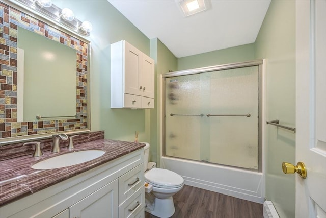 68 Ice Pond Dr, Northampton, MA 01062 - full bath featuring toilet, vanity, combined bath / shower with glass door, and wood finished floors