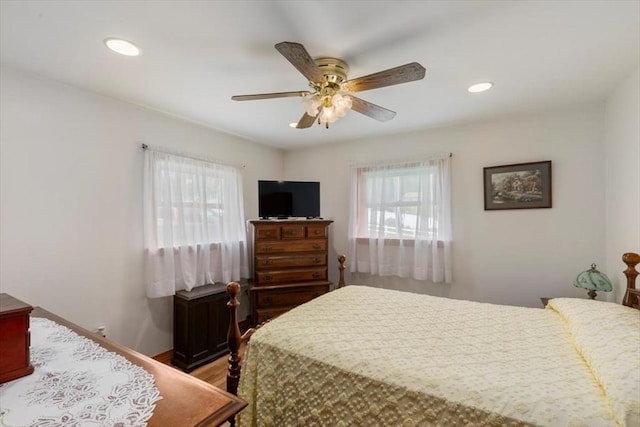 72 Heath St, Tewksbury, MA 01876 - bedroom with ceiling fan, recessed lighting, and light wood finished floors