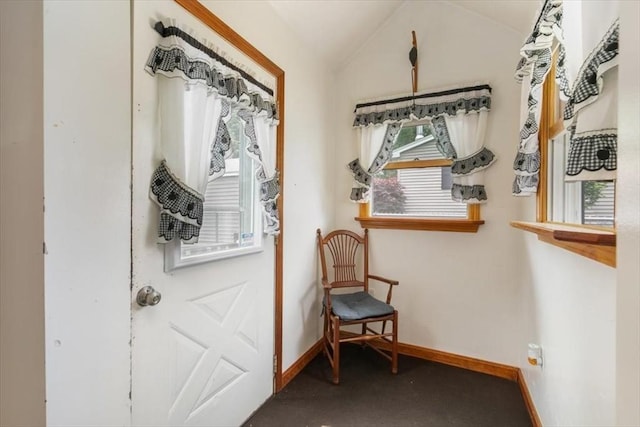 72 Heath St, Tewksbury, MA 01876 - sitting room featuring vaulted ceiling and baseboards