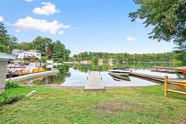 27 Lakeview St, Southwick, MA 01077 - view of dock featuring a lawn and a water view