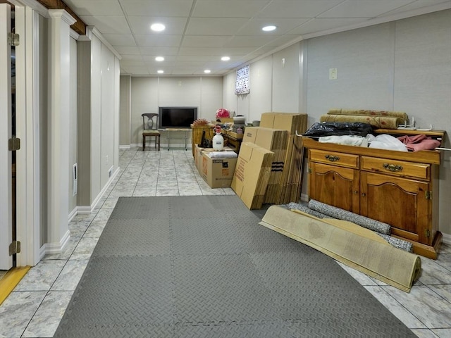 27 Newton Ave, Lynn, MA 01905 - finished basement featuring recessed lighting and light tile patterned floors
