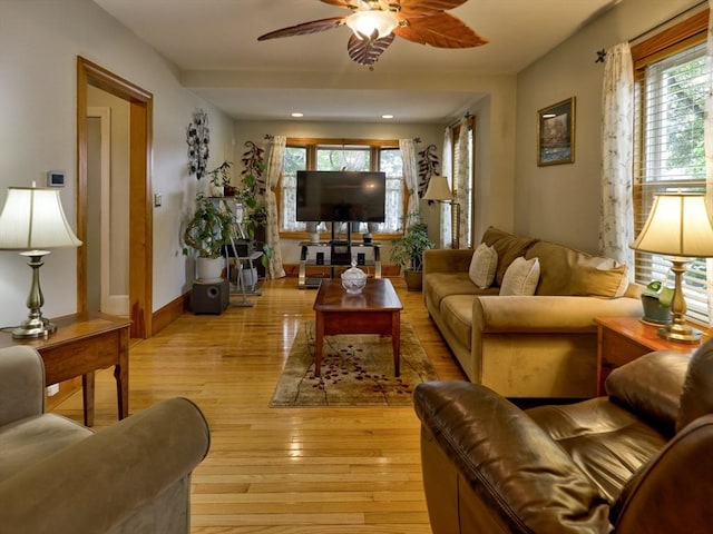 27 Newton Ave, Lynn, MA 01905 - living area with ceiling fan, light wood finished floors, and recessed lighting