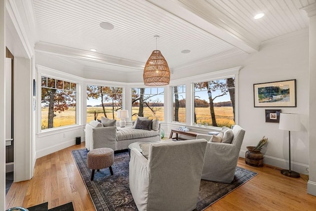 sunroom / solarium with beam ceiling