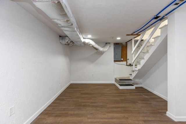 43 Hobart Ter, Braintree, MA 02184 - finished basement featuring electric panel, wood finished floors, recessed lighting, and stairway