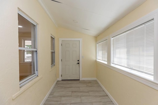 43 Hobart Ter, Braintree, MA 02184 - doorway to outside featuring healthy amount of natural light and lofted ceiling