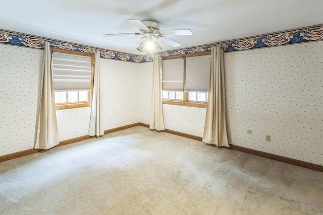 37 Colonial Way, Rehoboth, MA 02769 - spare room featuring light carpet, healthy amount of natural light, ceiling fan, and wallpapered walls