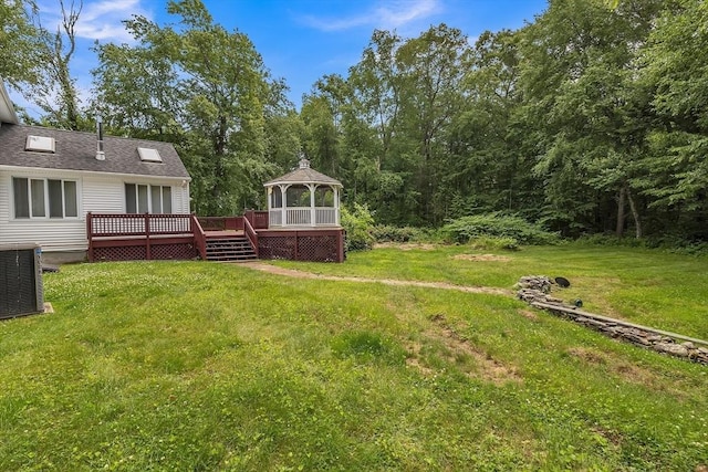 37 Colonial Way, Rehoboth, MA 02769 - view of green lawn featuring a gazebo and a wooden deck