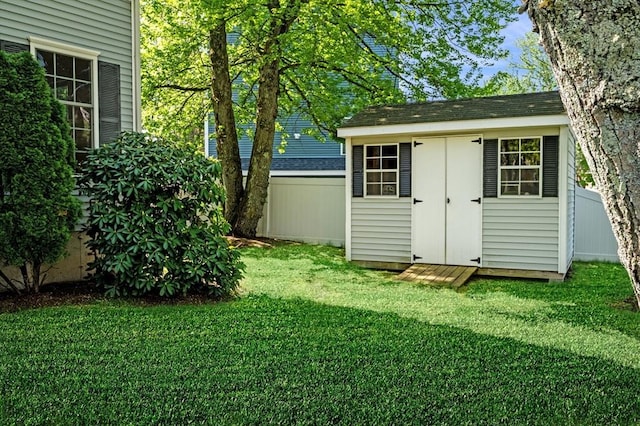 view of shed