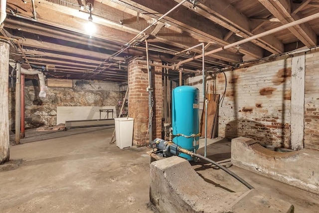 basement with a baseboard radiator