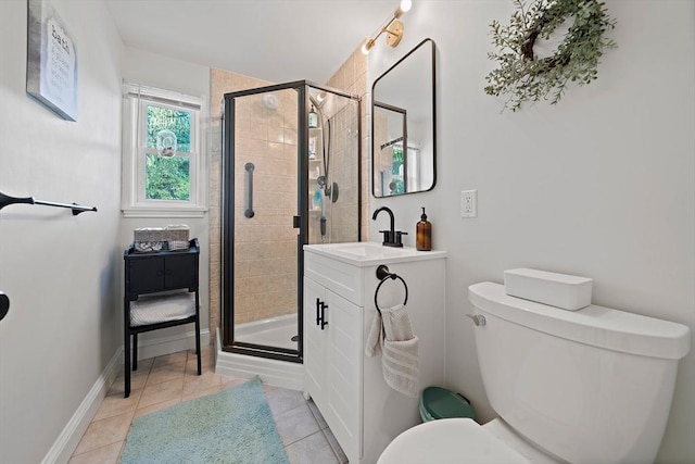 10 Stoughton Rd, Dedham, MA 02026 - bathroom with a stall shower, vanity, tile patterned floors, and toilet