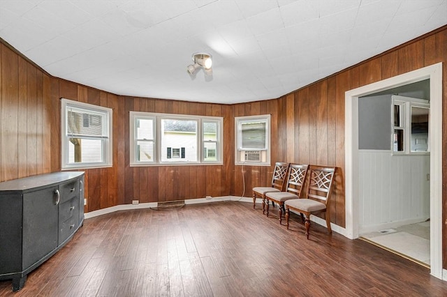 34 May St, Lowell, MA 01850 - living area with dark wood-style flooring and wooden walls