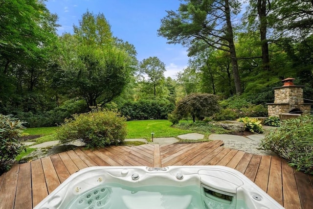 deck with hot tub deck surround
