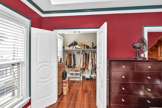 49 Norfolk St, Boston, MA 02119 - bedroom with a closet, ornamental molding, wood finished floors, and multiple windows