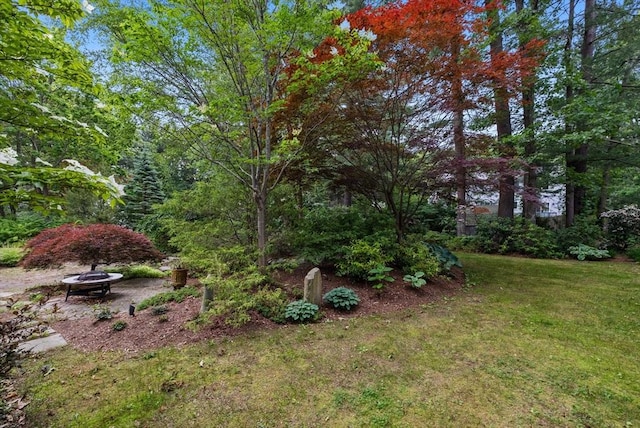 23 Eastview Ave, Billerica, MA 01821 - view of green lawn with an outdoor fire pit