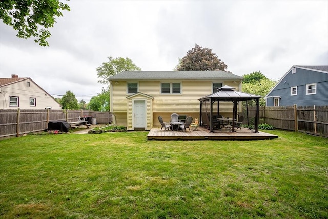 36 Pratt St, Brockton, MA 02302 - rear view of property with a gazebo and a wooden deck