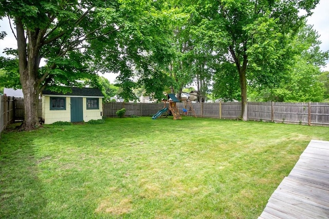 36 Pratt St, Brockton, MA 02302 - view of yard with a playground and an outbuilding