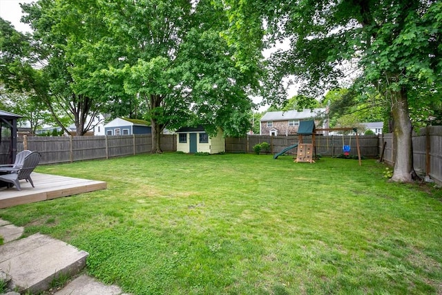 36 Pratt St, Brockton, MA 02302 - view of yard with a playground and a deck